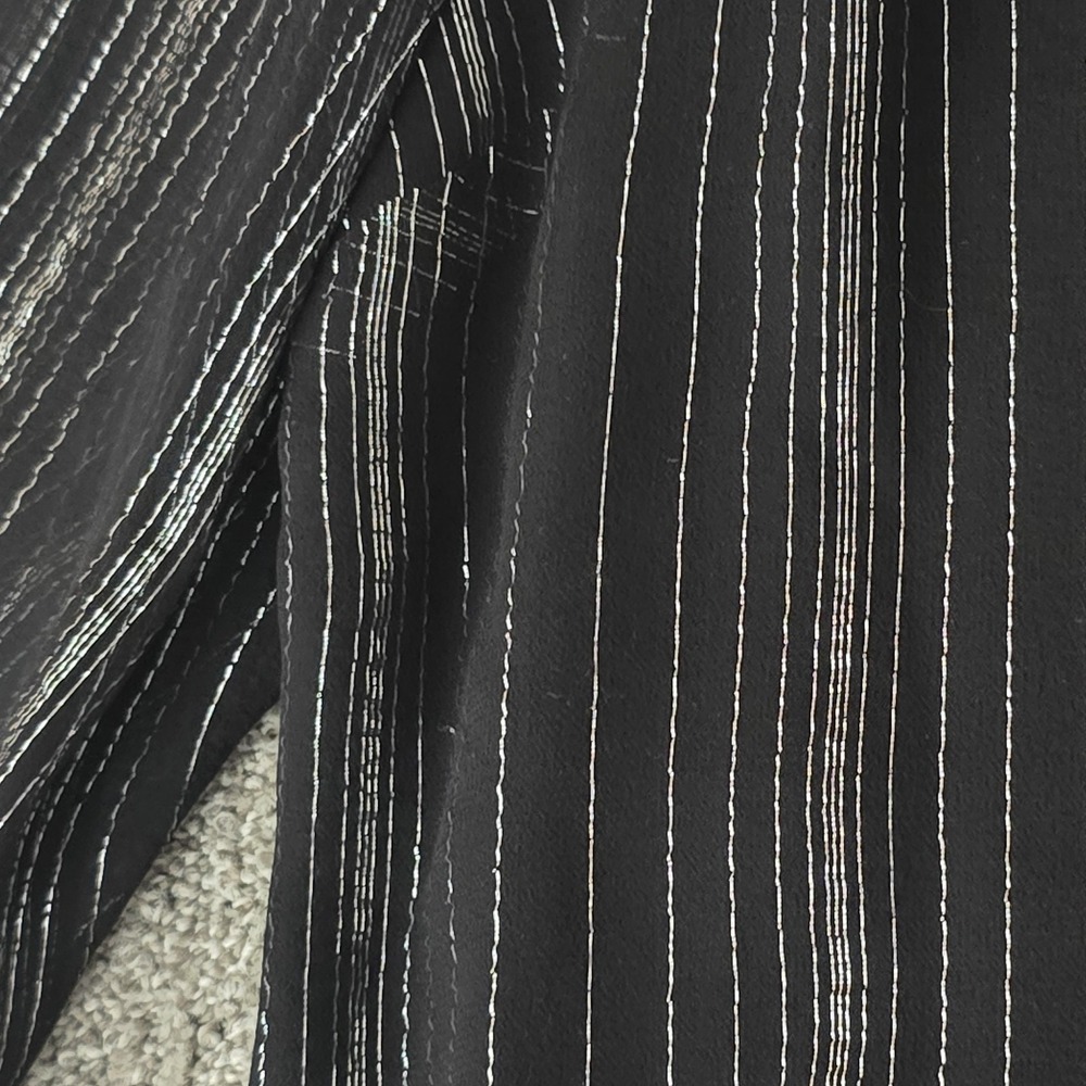 New York & Co Silk‎ Blend Beaded Mesh Blouse Sheer Black Sequin Metallic L - Picture 4 of 7
